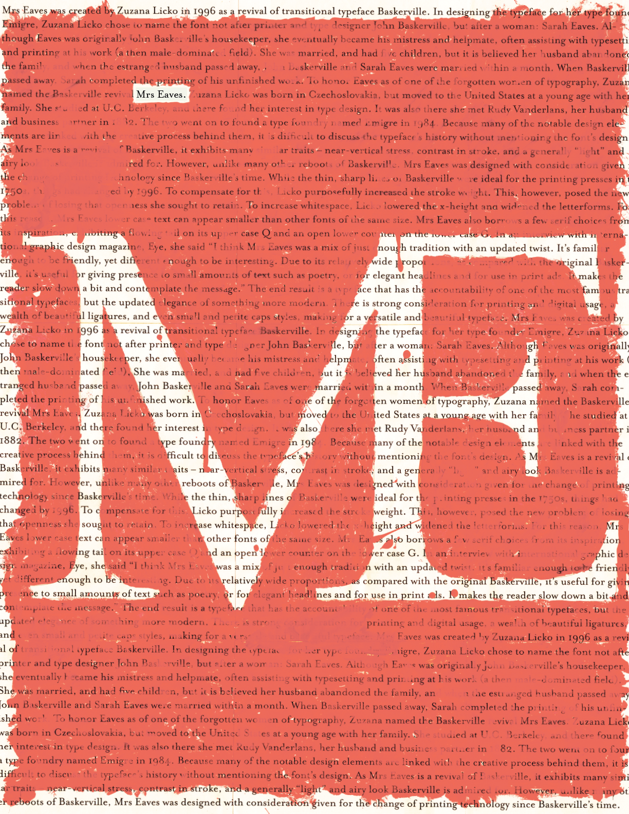 back (conceptual) side of the Mrs Eaves poster