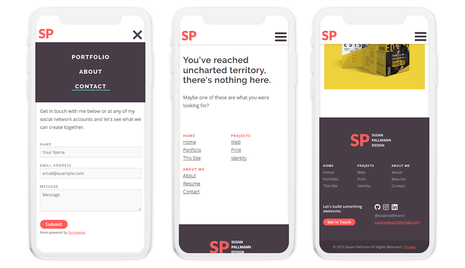 mobile mockups of error messages and navigation options