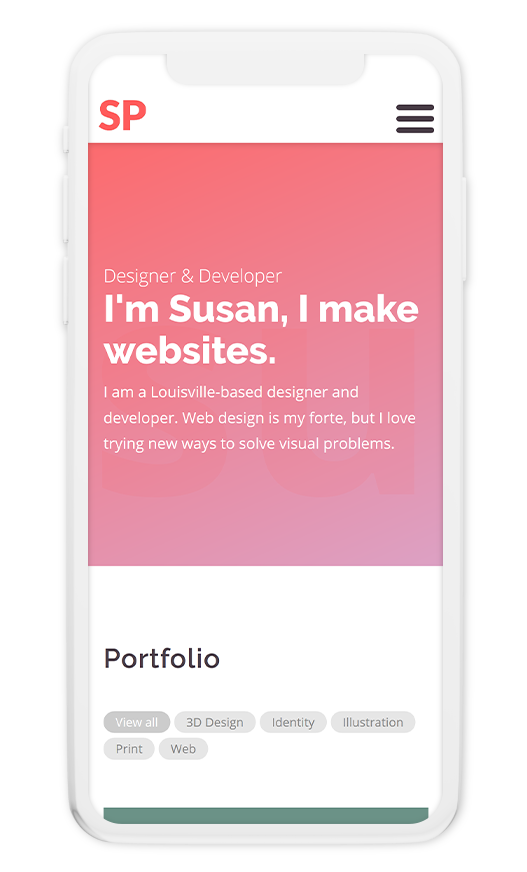 mobile mockup of website homepage